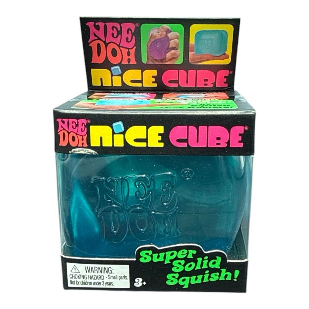 NeeDoh Nice Cube Blue Super Solid Squish Fidget Toy Schylling New In Box